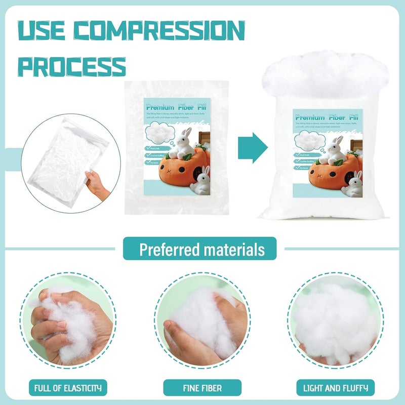 Dercuy Fiber Filling Stuffing, 520g/18.34oz Polyfill Stuffing,Stuffing for Pillows,Polyester Fiberfill Stuffing - Image 3